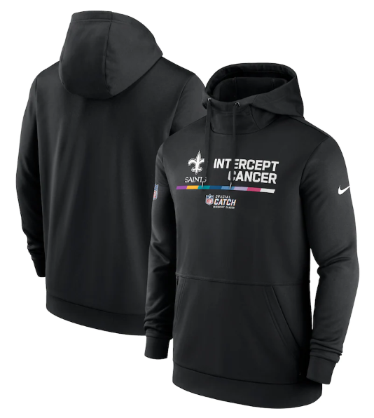Men's New Orleans Saints 2022 Black Crucial Catch Therma Performance Pullover Hoodie Men's New Orleans Saints 2022 Black Crucial Catch Therma Performance Pullover Hoodie